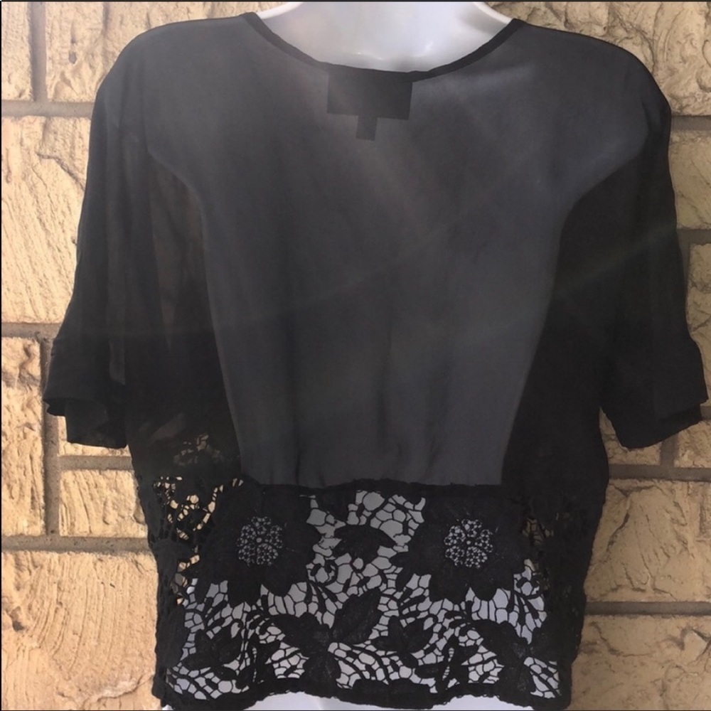 La pina by david helwani lace crochet top black Night out Size Large - Picture 7 of 8